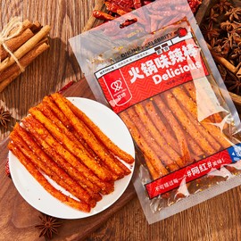 KachiKachi 4-pack Latiao Hot Pot Spicy Strips, 100g/3.5oz per pack, Chinese Hot Pot Spicy Sticks, Tiktok Spicy Snacks from China, 辣条, 大面筋, Made of Flour, Chili and Spices, Gluten Snacks