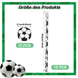 Smivyhp Pack of 12 Football Pencils with 12 Football Eraser Pencil Suit, Football Party Bag Pencils for School Stationery Children's Birthday Party Favours