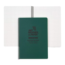 MODESTONE Outdoor Notebook A4 29.7 x 21 cm Green Cover Spiral Binding Side 50 Sheets Squared 7 x 7 mm without Border Waterproof Tear-Resistant Fireproof