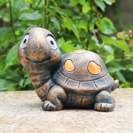 Outdoor Garden Ornaments, Solar Garden Tortoise Garden Decor Statue, Resin Tortoise Garden Ornament with Solar Lights, Waterproof Garden Tortoise Statues Sculptures for Patio Lawn Porch Ornament Gift