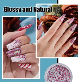 EODCI 1 Oz Sequins Glitter Red Green Nail Dip Powder, Odor-Free and Long-Lasting, No Needed Nail Lamp Curing, Dipping Powder French Nail Art Starter Manicure