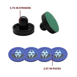 Hathaway Arcade Air Hockey 3.75-in Strikers and 2.87-in Pucks - Black and Blue