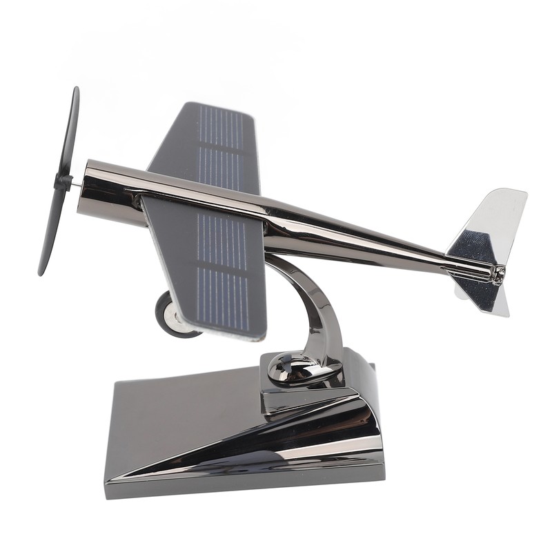 Solar Airplane Rotating Propellers Zinc Alloy Plastic Easy Assembly Solar