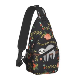 Jumou Sloth Sling Bag Crossbody Women Men Travel Chest Backpack Leisure Sports Outdoor Running Hiking One Size