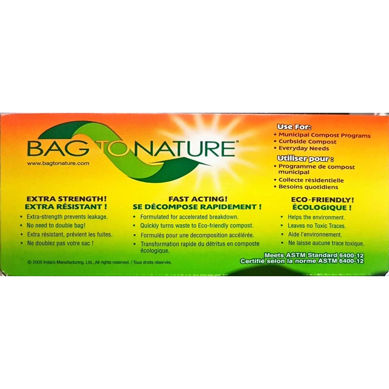 Bag-To-Nature Biodegradable Compostable Kitchen Bag and Liner (3 Gallon, 130