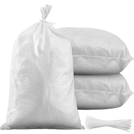 100 Pieces Empty Sandbag Heavy Duty Flooding Outdoor Woven Polypropylene Sand Bags with Solid Ties for UV Protection Emergency Situation Roadblock Building Construction, 26 x 14 Inches