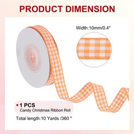 PATIKIL 10 Yards x 0.4" Gingham Plaid Ribbon, Orange and White Gift Wrapping Ribbons for Thanksgiving Bow Wreath Craft Birthday Wedding