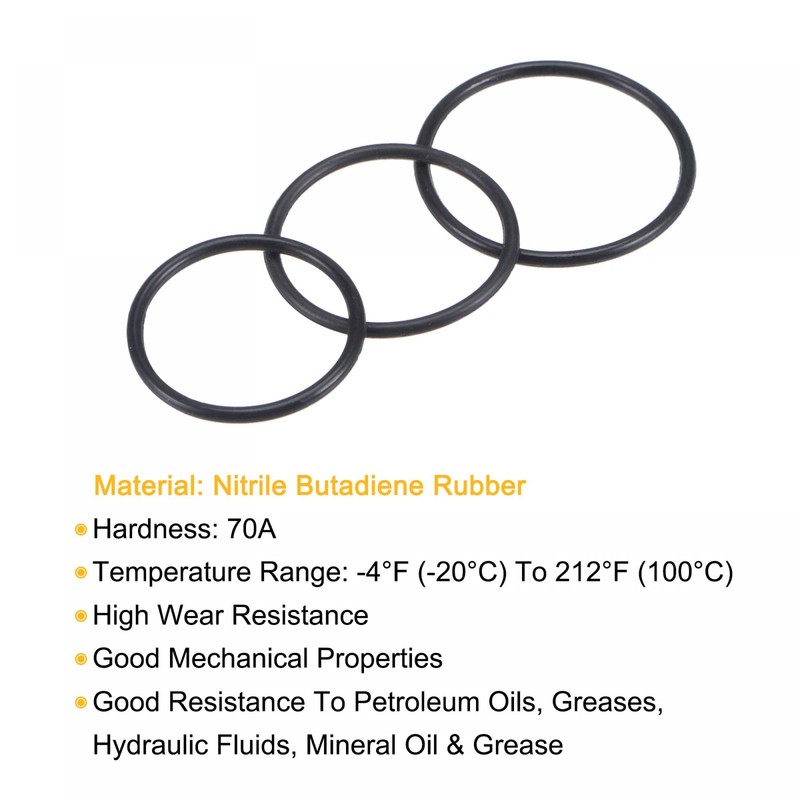 sourcing map Nitrile Rubber O-Rings 14mm 15mm 17mm OD 12mm