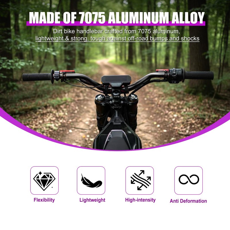 Axiniu Dirt Bike Handlebars with Grips, 7075 Aluminum 31.8mm Handlebars