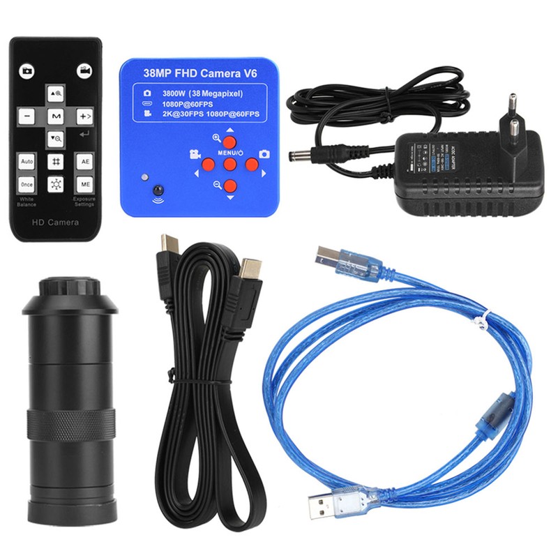 38MP HDMI USB Industrial Video Microscope Camera with 100X Lens