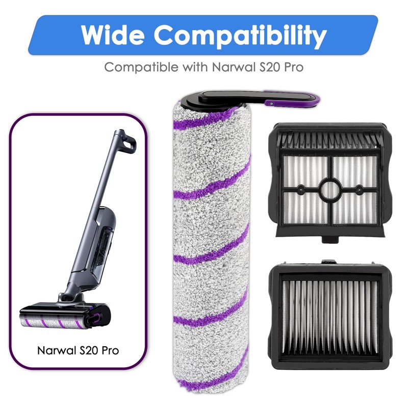 (4 Pack) S20 Pro Replacement Brush Rollers and HEPA Filters
