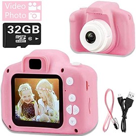 Surlong Kids Camera Toy, Children Digital Video Camcorder Camera, 2 Inch 1080P Rechargeable Action Camera, Birthday Christmas Holiday Presents for 3-9 Year Old Girls and Boys (32G SD Card Include)