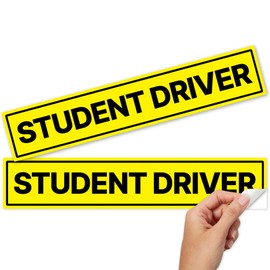 Stickios Non-Magnetic Student Driver Stickers - Removable Vinyl Decals for Cars & Windows - Made in USA (11x2.125 inches, 2-Pack)
