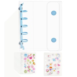 Kukefa Sticker Album Transparent M5 Removable Mini Binder [10 Refills × 1 Underlay] Sticker Backing Paper Notebook SNS Reiwa Heisei Transparent Sticker Album Girls Marble Sticker Album Binder-Type