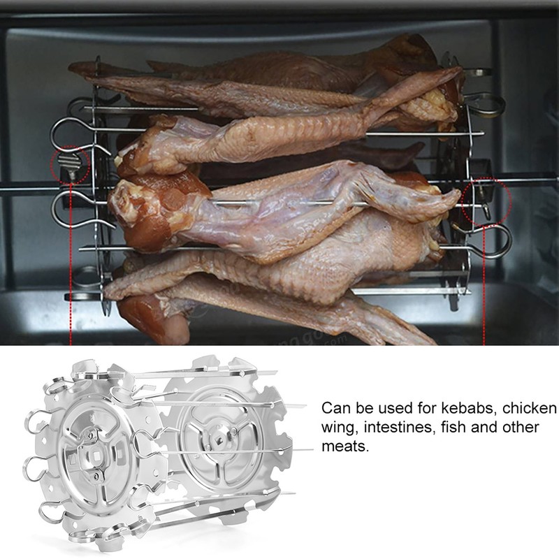 Stainless Steel Roaster Electric Oven Barbecue Skewers Needle Cage Set