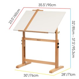 MEEDEN White Adjustable Drafting Table: 35.5" x 23.5" Art Drawing Desk with Height Adjustment - Solid Beech Wood Craft Painting Table - Large Tilting Table for Adults Artists Writing Working