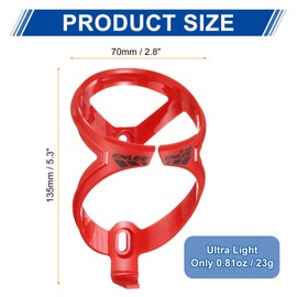 HARFINGTON 2pcs Bicycle Water Bottle Holder Ultra Lightweight Universal Bike Bottle Cages Cycling Cup Holder for MTB Road Gravel, Red