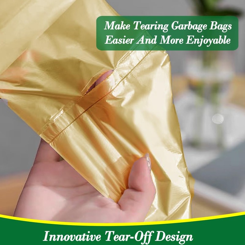 Hommaly 2.6 Gallon 240 pcs Small Golden Trash Bags, Strong