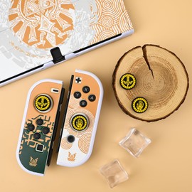 DLseego Thumb Grips Caps Design for Switch/Switch lite/Switch OLED Console, Joycon Analog Controller Protective Anti-Slip Covers 4PCS Button Joystick Caps-Black Skeleton Hand Shield and Knight's Sword