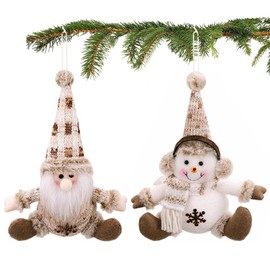 Qixuer Christmas Tree Decorations, Pack of 2 Christmas Tree Decorations, Christmas Tree Decoration, Santa Claus Christmas Pendant, Christmas Pendant Decoration, Knitted Pendant