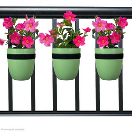 Balcony Buddies Railing Planter for Outdoor Plants (6-inch, 3-Pack) | Hanging Planter for Railings, Fence Posts | Balcony Wall Planter for Herbs, Flowers and Succulents | Made in The USA