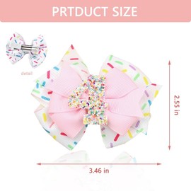 4 Year Old Birthday Decorations for Girls 4th Birthday Hair Clips Bows for Girl Pink Bow Hair Clips Barrettes Cute Daughter Granddaughter Sweet Hair Accessories to Teen Kids