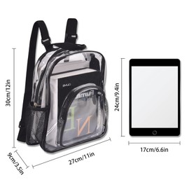 DIYJEP Clear Backpack, Small Clear Bookbags with Adjustable Straps & Front Pocket, Waterproof Lightweight See Through Backpack Stadium Approved, Transparent Backpacks for School Boys Girls Women
