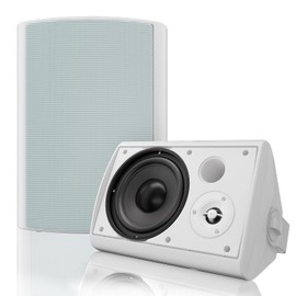 Herdio 6.5 Inches Indoor Outdoor Bluetooth Speakers Waterproof with Powerful Bass,Wall Mount Speakers Wired Weather Resistant for Patio Home Deck Porch Backyard 400 Watts(White)