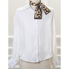 sourcing map Women's Leopard Ribbon Long Skinny Scarf Headband Neckerchief,