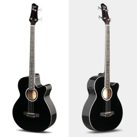 Glarry GMB101 4 string Electric Acoustic Bass Guitar w/ 4-Band Equalizer EQ-7545R Black