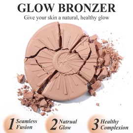 UCANBE Glow Bronzer, Long-Lasting Baked Shimmer Bronzing Powder - 02 Light Bronzer, Lightweight & Buildable Neutrual Satin Finish, Luminous Contour for Face, Cheeks, and Body