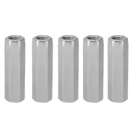 Long Hex Nuts Pack of 5 Plated Steel M10 x 40/50 Thread Fixings for Home, Office and Other Machine Industry (M10 x 40)