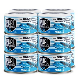 Pure Cravings Minced Tuna and Tuna Loin Wet Canned Cat Food, 100% Mercury-Tested, Moist Can Fish for Cats, Grain-Free, Protein, Non-GMO, 3oz, Pack of 12