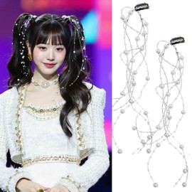 4 Pcs Pearl Tassel Streamline Hairpins White Pearl Invisible Streamline Extensions Hairpins with BB Clip, Korean Style Hair Accessories for Women Girls Wedding Holiday Party Decoration