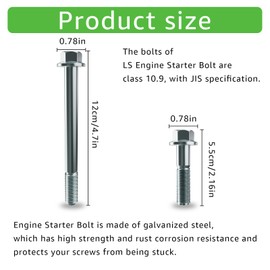 LS Engine Starter Bolts Kit - Long Short LSX LS1 is Compatible with Camaro Corvette Silverado 4.8L 5.3L 6.0L 6.2L GM 1997-2014 LS Series Engine LS1 LS2 LS3 LS6 LQ4 LQ9 L92 L99 L33 LR4. (3Pcs)