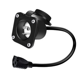 15 Amp Shore Power Inlet, OPL5 125V 15AMP AC Port Plug NEMA 5-15 RV Plugs Receptacle with Waterproof Cover for RV Campers and Home Appliances Outlet 16 inch Extension Cord, ETL Listed