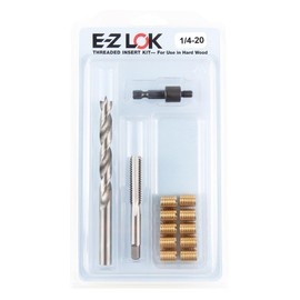 E-Z LOK Threaded Insert Installation Repair Tool Kit for Hard Wood - Includes Brass Thread Inserts, Drill, Tap and Drive-Tool 1/4-20 (EZ-T400-4)