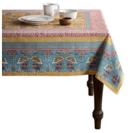 Maison d'Hermine Tablecloth, 100% Cotton, 160 cm x 220 cm, Decorative Tablecloth, Washable, Square Tablecloths for Mother's Day Gifts, Dining, Weddings, Banquets, Marquise - Spring/Summer