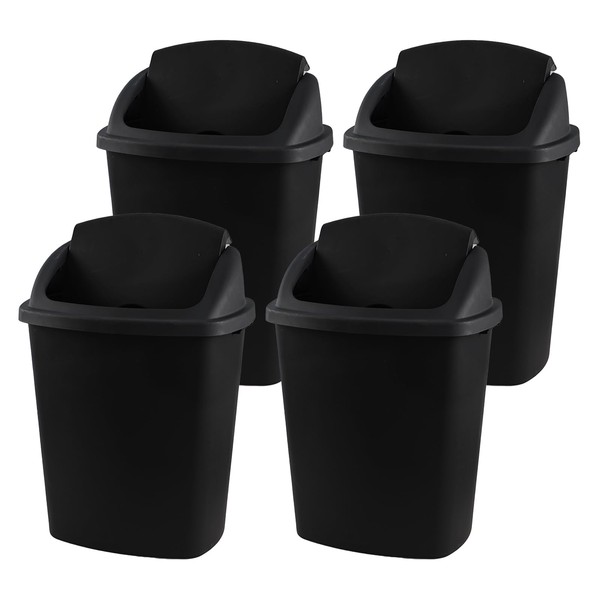 Gloreen 70 Liter Swing Top Lid Garbage Bins, Black, 4