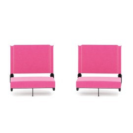 Flash Furniture Grandstand Portable Stadium Seats for Bleachers or Benches, Folding Padded Stadium Chairs with Handle, Pack of 2, 500 lb. Weight Capacity, Pink