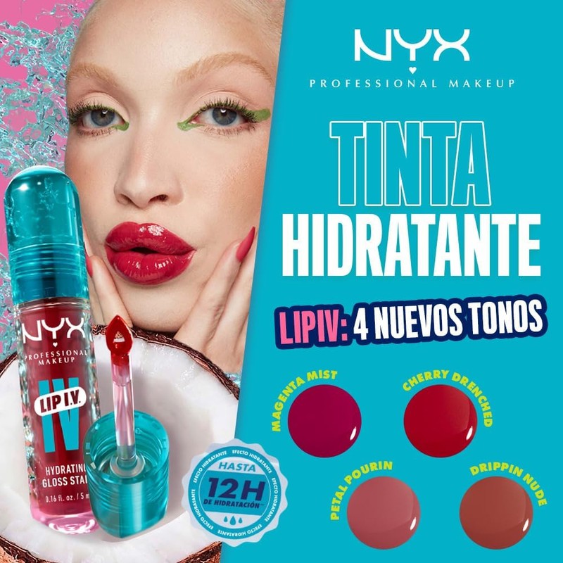 NYX Professional Makeup, Lip IV Tinta para Labios Hidratante con