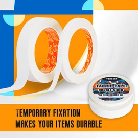 YONGJIN Double-Sided Fabric Tape (2 Rolls) - No Sewing or Ironing Required, Perfect for Quick Clothing Repairs, Fabric Bonding, Adhesive Cloth Tape for Hemming and DIY Crafts (2/5inch+1inch)