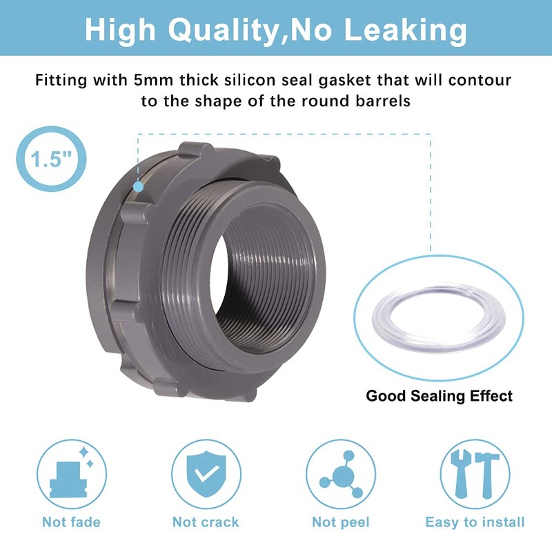 QuQuyi 1.5 Inch PVC Bulkhead Water Tank Connector Adapter Fitting