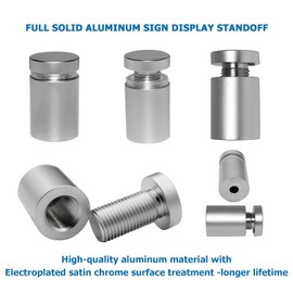 5/8” x 3/4” Inch 4PCS Aluminum Solid Sign Standoff Screws for Acrylic Advertising Screw Wall Fixing standoffs mounts Glass Display Signs (Electroplated Satin Chrome)