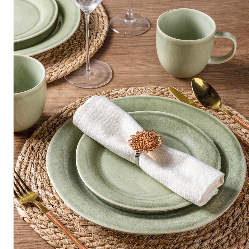 AmorArc Ceramic Dinnerware Sets, Handmade Stoneware Reactive Glaze Plates and