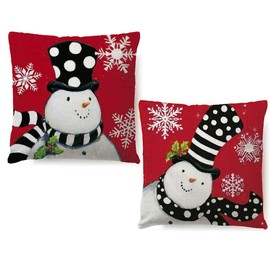 7COLORROOM Christmas Red Pillow Cover Lovely Snowman Festival Throw Cushion Cover Home Decorative Winter Pillowcases 18" x 18",2Pack(Xmas Snowman)