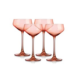 Godinger Martini Glasses, Coupe Cocktail Glasses, European Martini Glass Cocktail Glass Set of 4, Coral, 6oz - Made in Europe