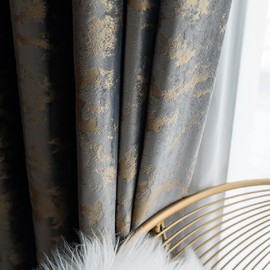 Amidoudou 1 Pair Nordic Style Luxury Velvet Curtains for Living Room Gray and Gold Bedroom Curtains (Gray,54x90 Inch)