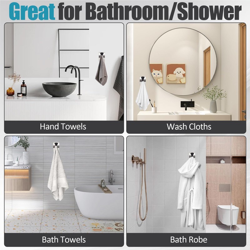 Happyiren 3 Pack Stainless Steel Kitchen Towel Hooks for Shower