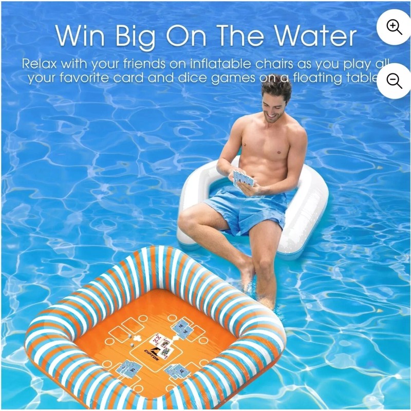 Cipton Floating Card Table Set with Table, & 4 inflables